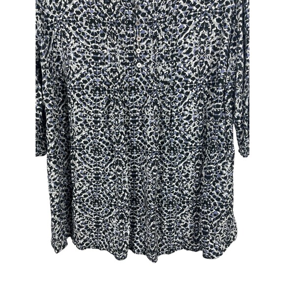 Evans 26/28 Blouse Black Gray Abstract Print 100% Viscose 3/4 Sleeve Tunic Top - Picture 4 of 12